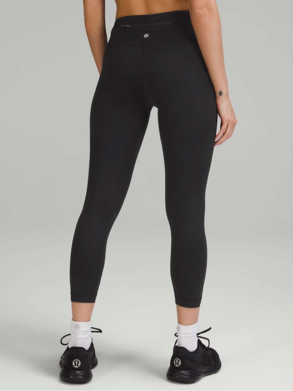 Lululemon Sz 4 Leggings Speed Wunder Mid Rise Crop 23" Black Athletic Running
